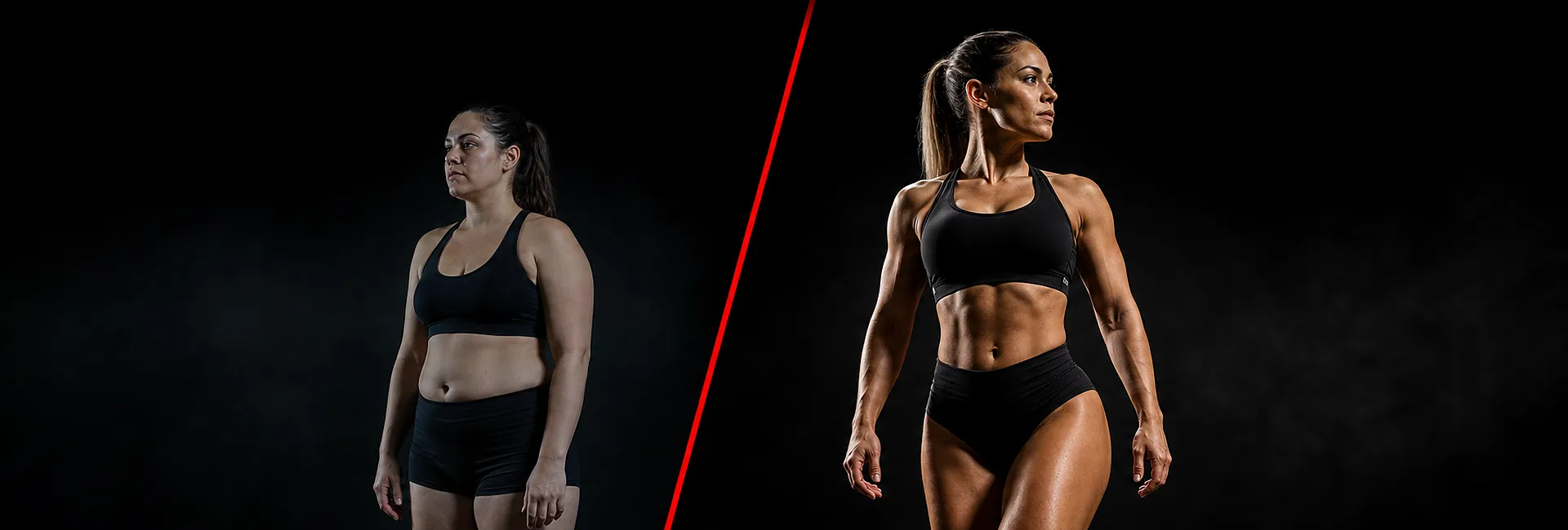 Before and after Muscle Baddie Blueprint recomposition